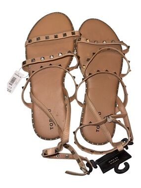 Torrid Tan silver Studded Ankle-Strap Sandals Size 11.5 wide width NWT